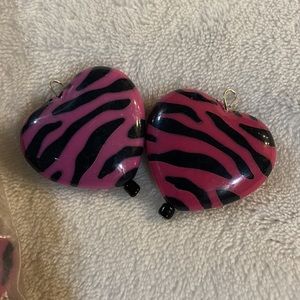 Pink zebra heart beads